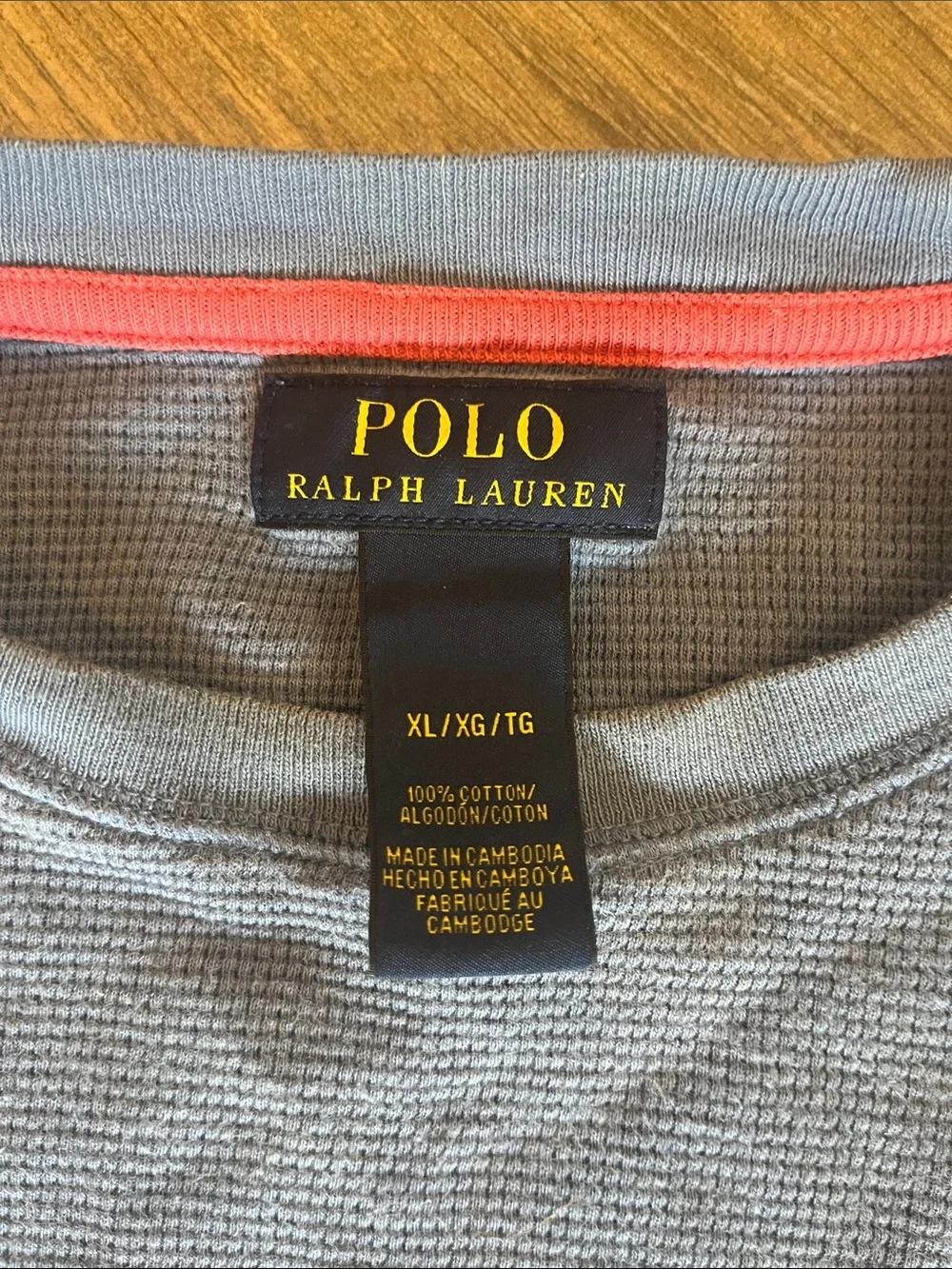 Polo by Ralph Lauren Gray Crewneck with Pink Trim